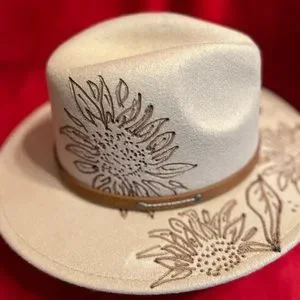 Accessories | Fadora Felt Brim Hat One Of A Kind With Hand 